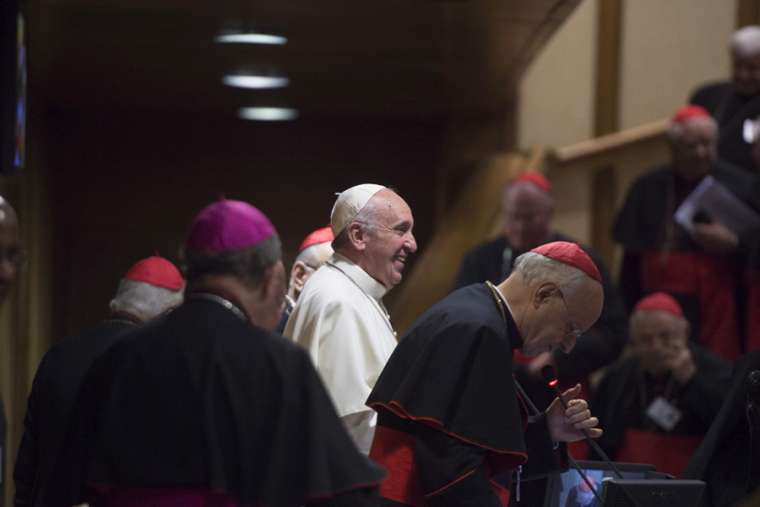 Pope Francis in the Synod Hall in the Vaitcan on Oct. 21, 2015. Credit: L'Osservatore Romano.